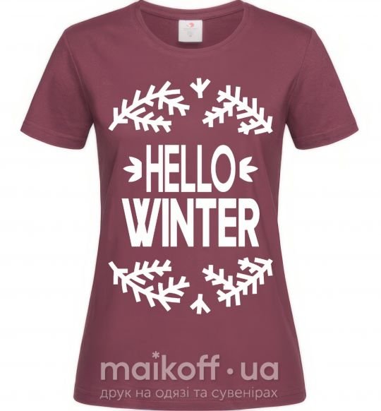 Женская футболка Hello winter Бордовый фото