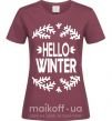 Жіноча футболка Hello winter Бордовий фото