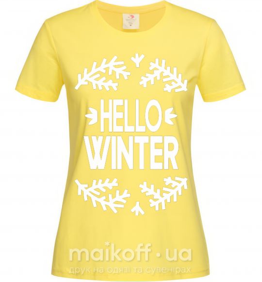 Женская футболка Hello winter Лимонный фото