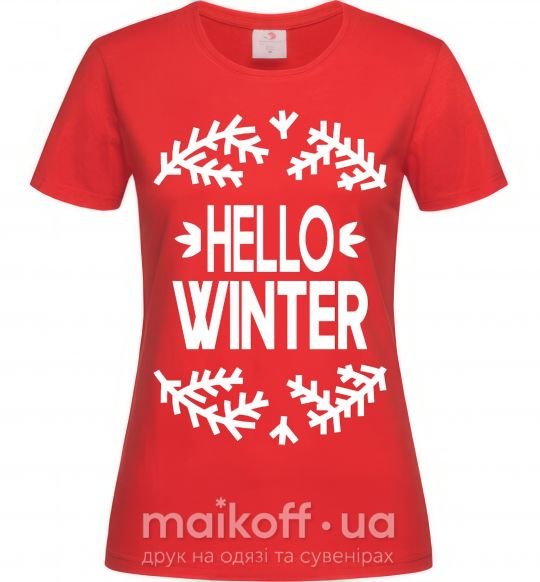 Женская футболка Hello winter Красный фото