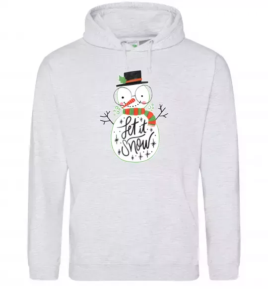 Женская толстовка (худи) Let it snow Серый меланж фото