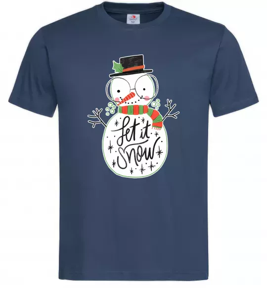 Мужская футболка Let it snow Темно-синий фото