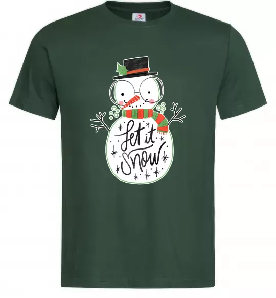 Мужская футболка Let it snow Темно-зеленый фото