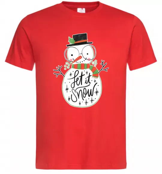 Мужская футболка Let it snow Красный фото