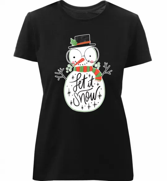Жіноча преміум футболка Let it snow Чорний фото