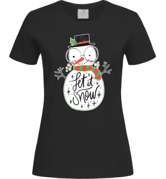 Жіноча футболка Let it snow Чорний фото