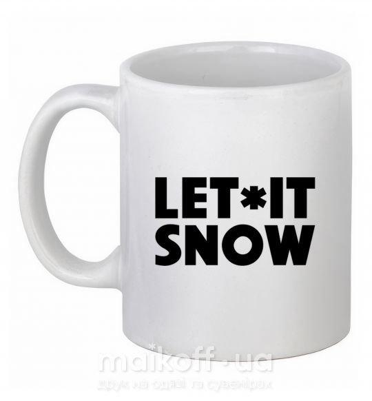 Чашка керамічна Let it snow text Білий фото