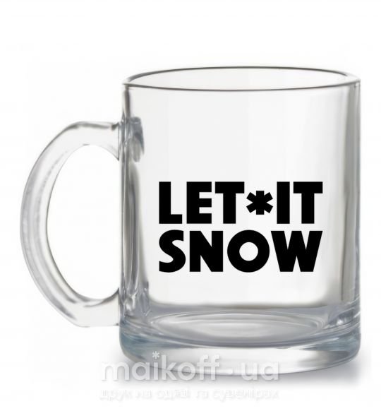 Чашка стеклянная Let it snow text Прозрачный фото