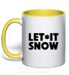 Чашка з кольоровою ручкою Let it snow text Сонячно жовтий фото