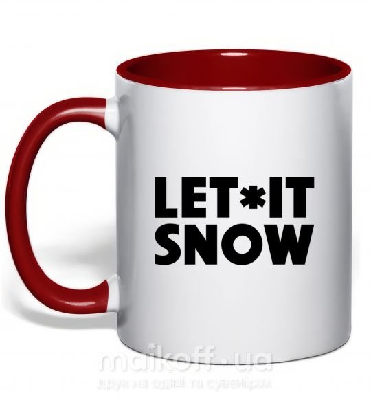 Чашка с цветной ручкой Let it snow text Красный фото