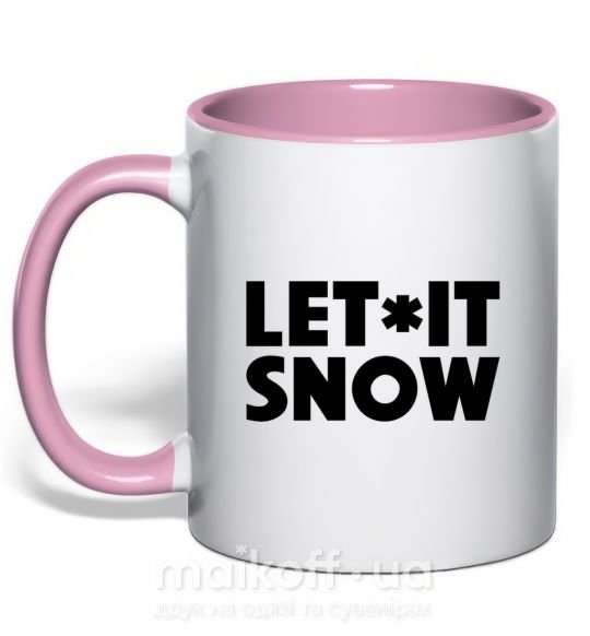 Чашка с цветной ручкой Let it snow text Нежно розовый фото