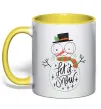 Чашка з кольоровою ручкою Let it snow Сонячно жовтий фото
