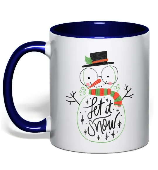 Чашка з кольоровою ручкою Let it snow Глибокий темно-синій фото