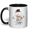 Чашка з кольоровою ручкою Let it snow Чорний фото