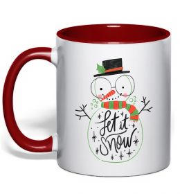 Чашка з кольоровою ручкою Let it snow