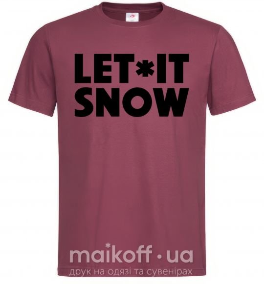 Мужская футболка Let it snow text Бордовый фото