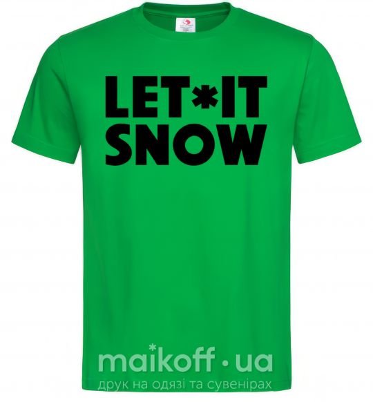 Чоловіча футболка Let it snow text Зелений фото