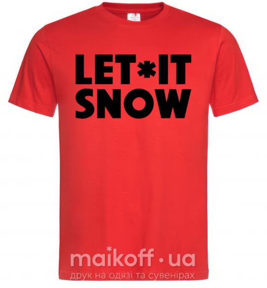 Чоловіча футболка Let it snow text Червоний фото