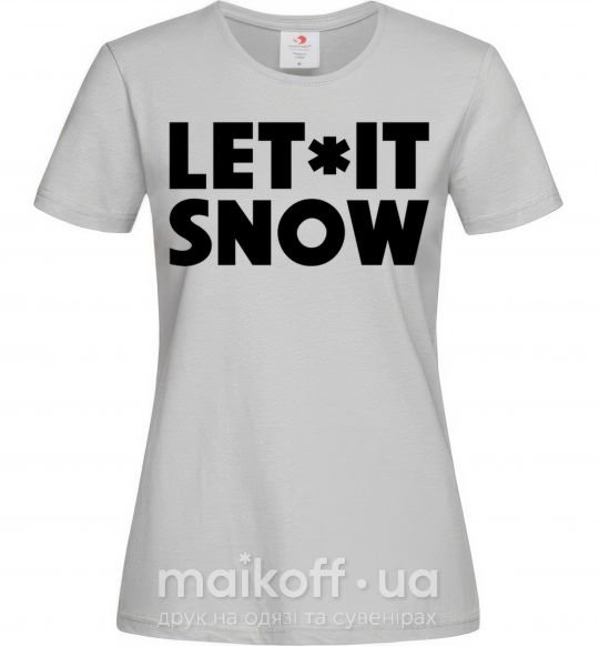 Женская футболка Let it snow text Серый фото