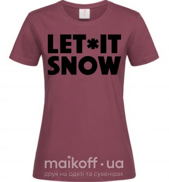 Жіноча футболка Let it snow text Бордовий фото
