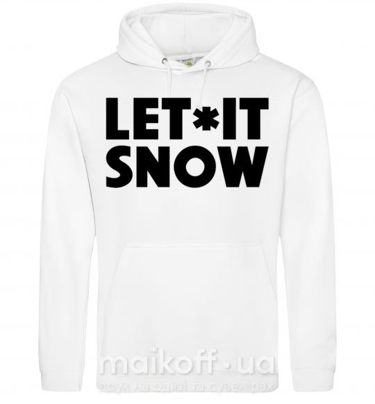 Мужская толстовка (худи) Let it snow text Белый фото