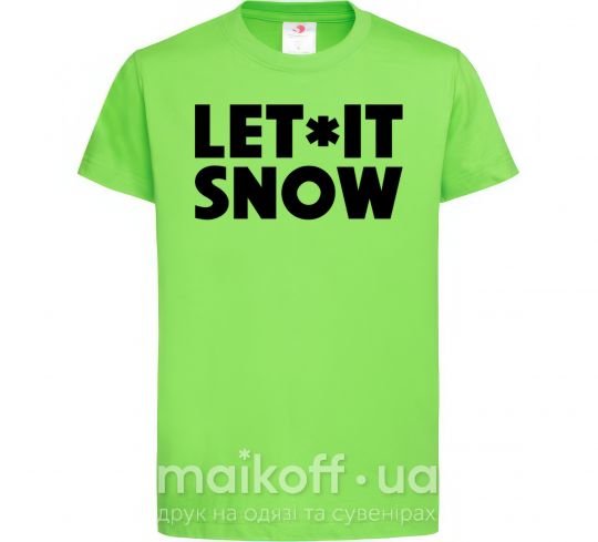 Дитяча футболка Let it snow text Лаймовий фото