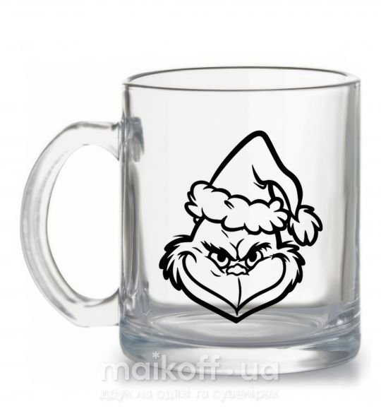 Чашка стеклянная Похититель Рождества в шапочке Прозрачный фото