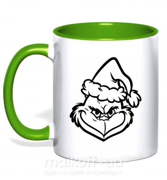 Чашка с цветной ручкой Похититель Рождества в шапочке Зеленый фото