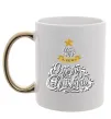 Чашка с цветной ручкой Wish you a very merry Christmas tree Золото фото