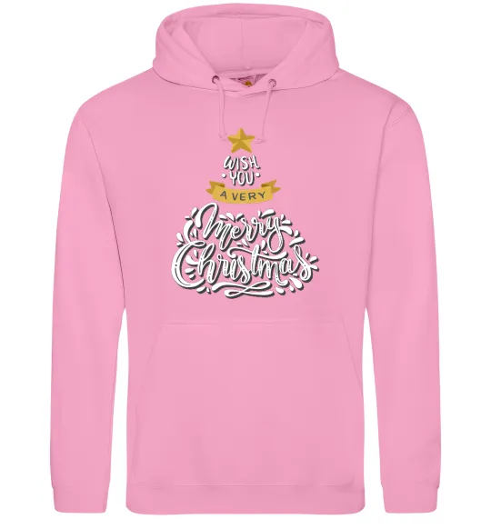 Женская толстовка (худи) Wish you a very merry Christmas tree Розовый фото