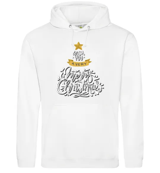 Жіноча толстовка (худі) Wish you a very merry Christmas tree Білий фото