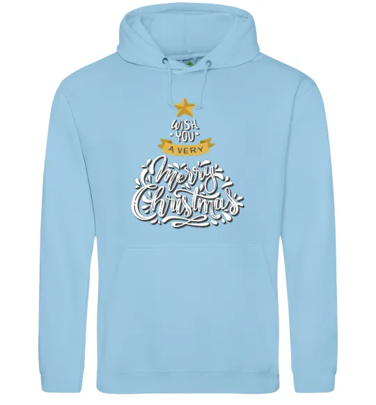 Женская толстовка (худи) Wish you a very merry Christmas tree Голубой фото