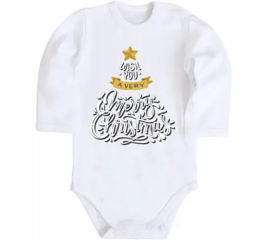 Детский боди Wish you a very merry Christmas tree Белый фото