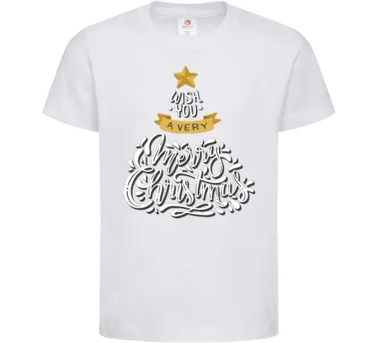 Дитяча футболка Wish you a very merry Christmas tree Білий фото