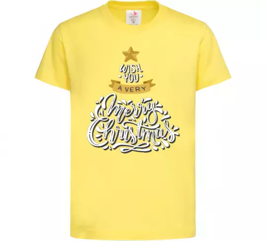 Дитяча футболка Wish you a very merry Christmas tree Лимонний фото