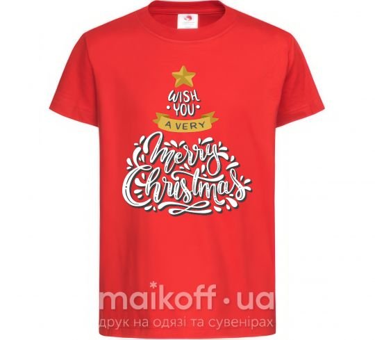Дитяча футболка Wish you a very merry Christmas tree Червоний фото