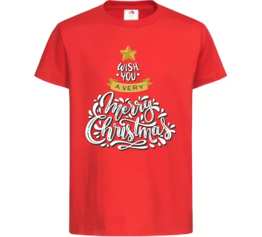 Дитяча футболка Wish you a very merry Christmas tree Червоний фото