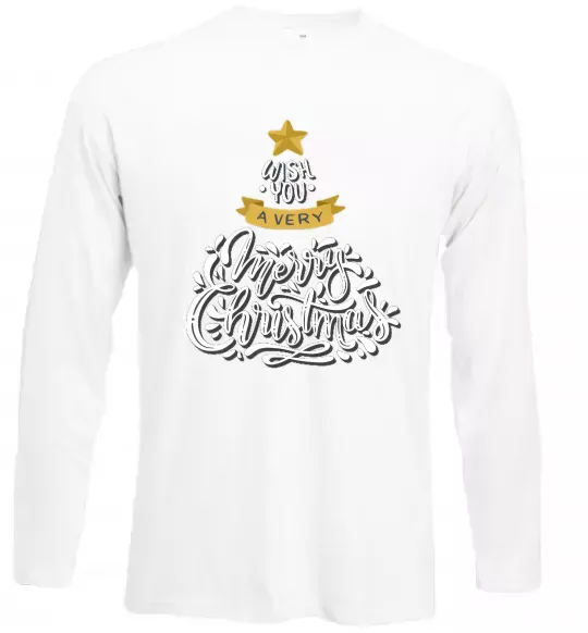 Лонгслив Wish you a very merry Christmas tree Белый фото