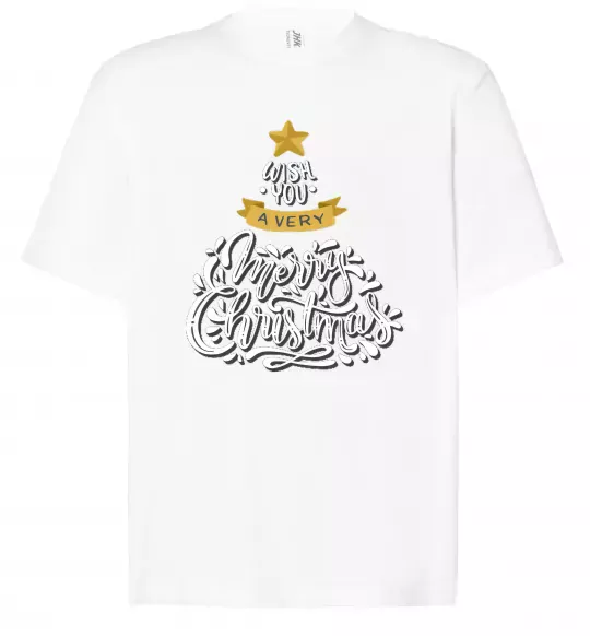 Футболка Оверсайз Wish you a very merry Christmas tree Белый фото