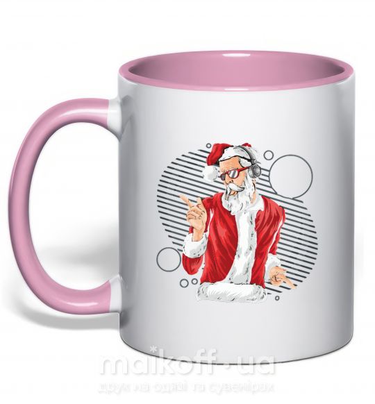 Чашка с цветной ручкой DJ Санта Нежно розовый фото
