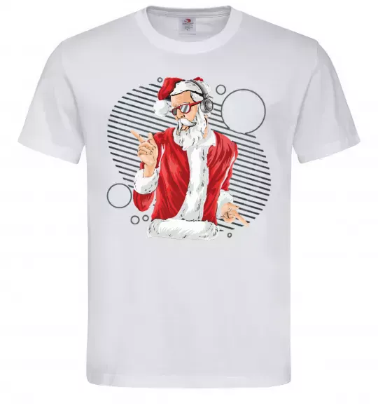 Мужская футболка DJ Санта Белый фото