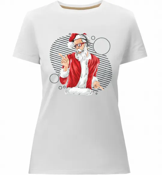 Женская премиум футболка DJ Санта Белый фото