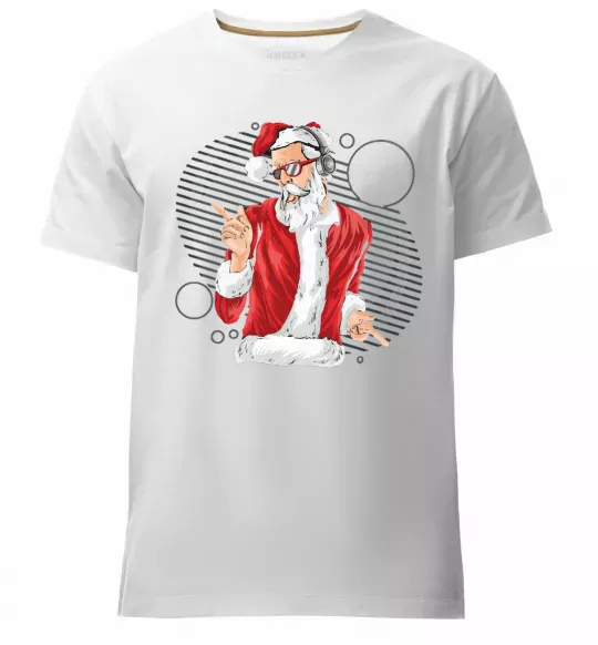 Мужская премиум футболка DJ Санта Белый фото
