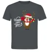 Мужская футболка Happe New Year deer in red hat Графит фото