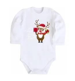 Детский боди Happe New Year deer in red hat Белый фото