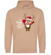 Чоловіча толстовка (худі) Happe New Year deer in red hat Пісочний Чоловіча толстовка (худі) Happe New Year deer in red hat Пісочний фото