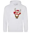Жіноча толстовка (худі) Happe New Year deer in red hat Сірий меланж фото