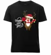 Мужская премиум футболка Happe New Year deer in red hat Черный фото