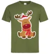 Мужская футболка Олень сидить Оливковый фото