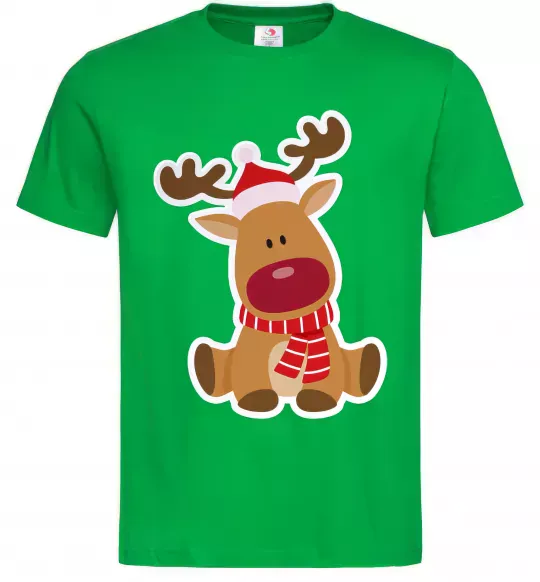 Мужская футболка Олень сидить Зеленый фото